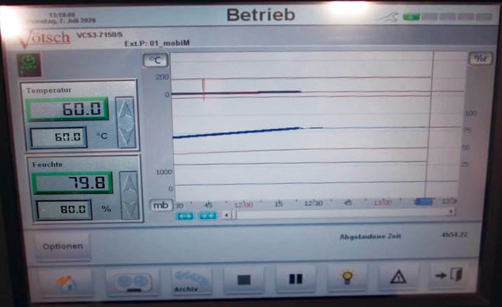 気候試験時のスクリーンショット